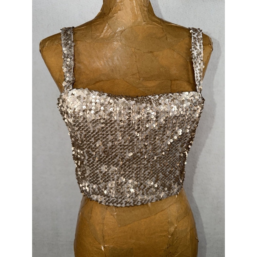 Forever 21 Sequin Crop Top Womens Large NEW Festival Boho